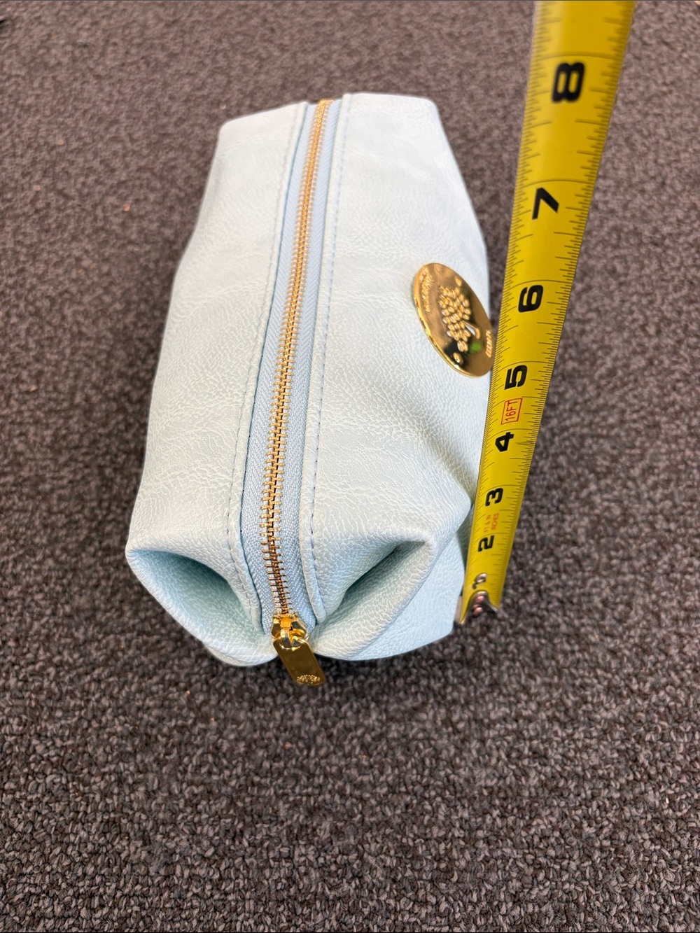 Mulberry Sky Blue Leather Cosmetic Case with Gold Tree Medallion - Picture 8 of 11